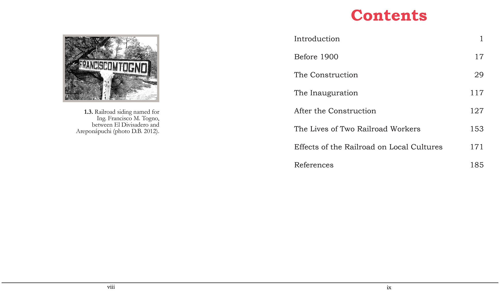 A look inside the book. at the contents.