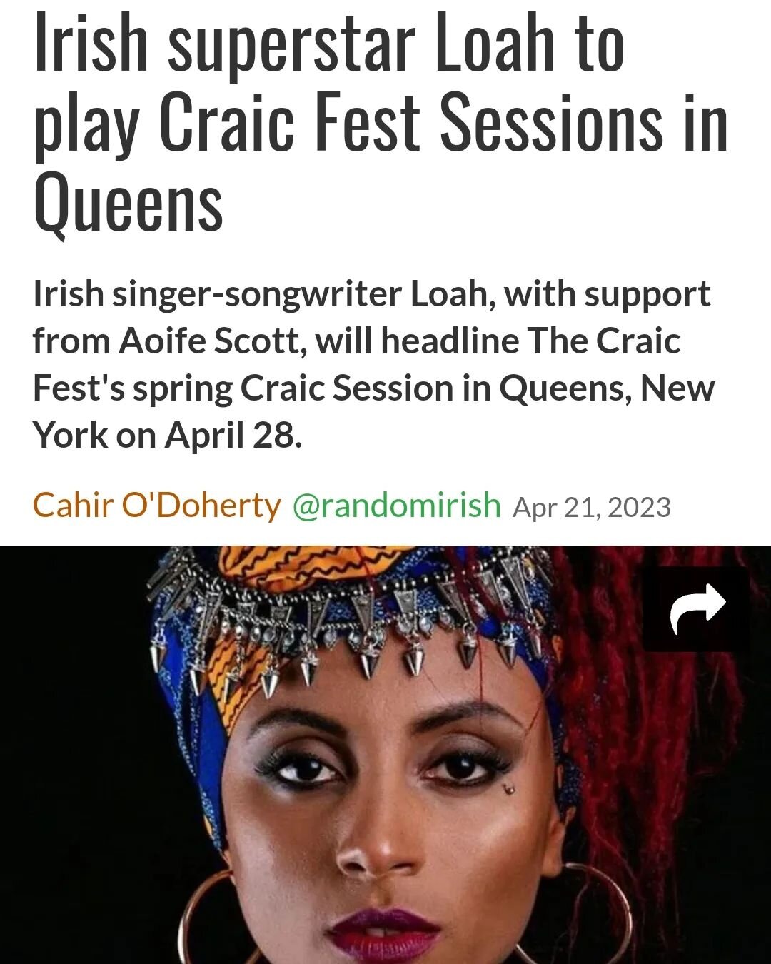 Thank you to Irish Central for this amazing write up on our @craicfest session with @musicbyloah and @aoifescottmusic this Friday! A very limited number of tickets remain at the link in our bio, don't sleep on what is going to be an unbelievable even