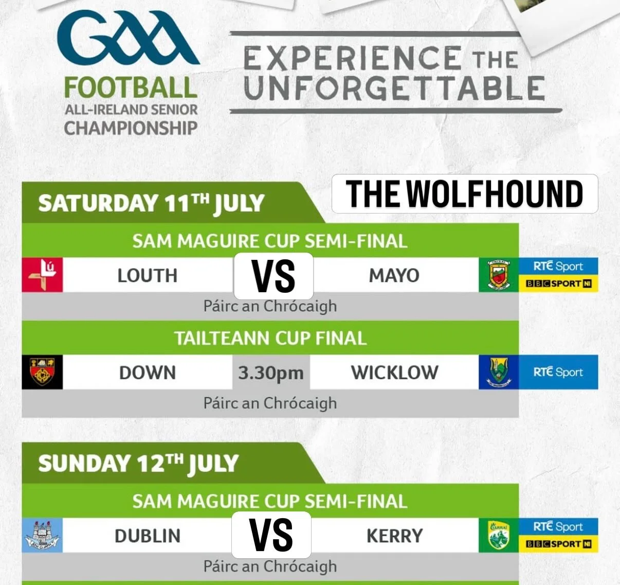 ALL IRELAND SEMI FINALS SATURDAY &amp; SUNDAY