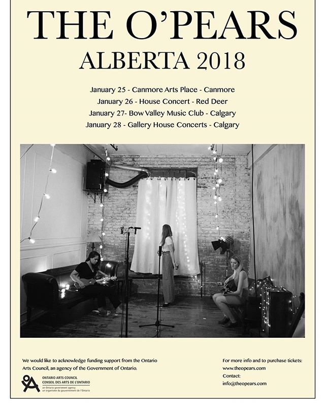 Alberta here we come! Links and ticket info on our website @artsplacecanmore @bowvalleymusic @gallerycalgary #albertaarts #albertatour #mountaintime #prairietime #pearytime #canadianfolk