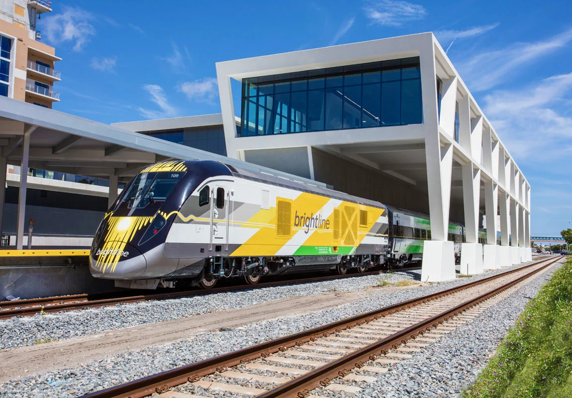 Brightline Highspeed Train travels between West Palm, Fort Lauderdale, and Miami within 30 minutes!