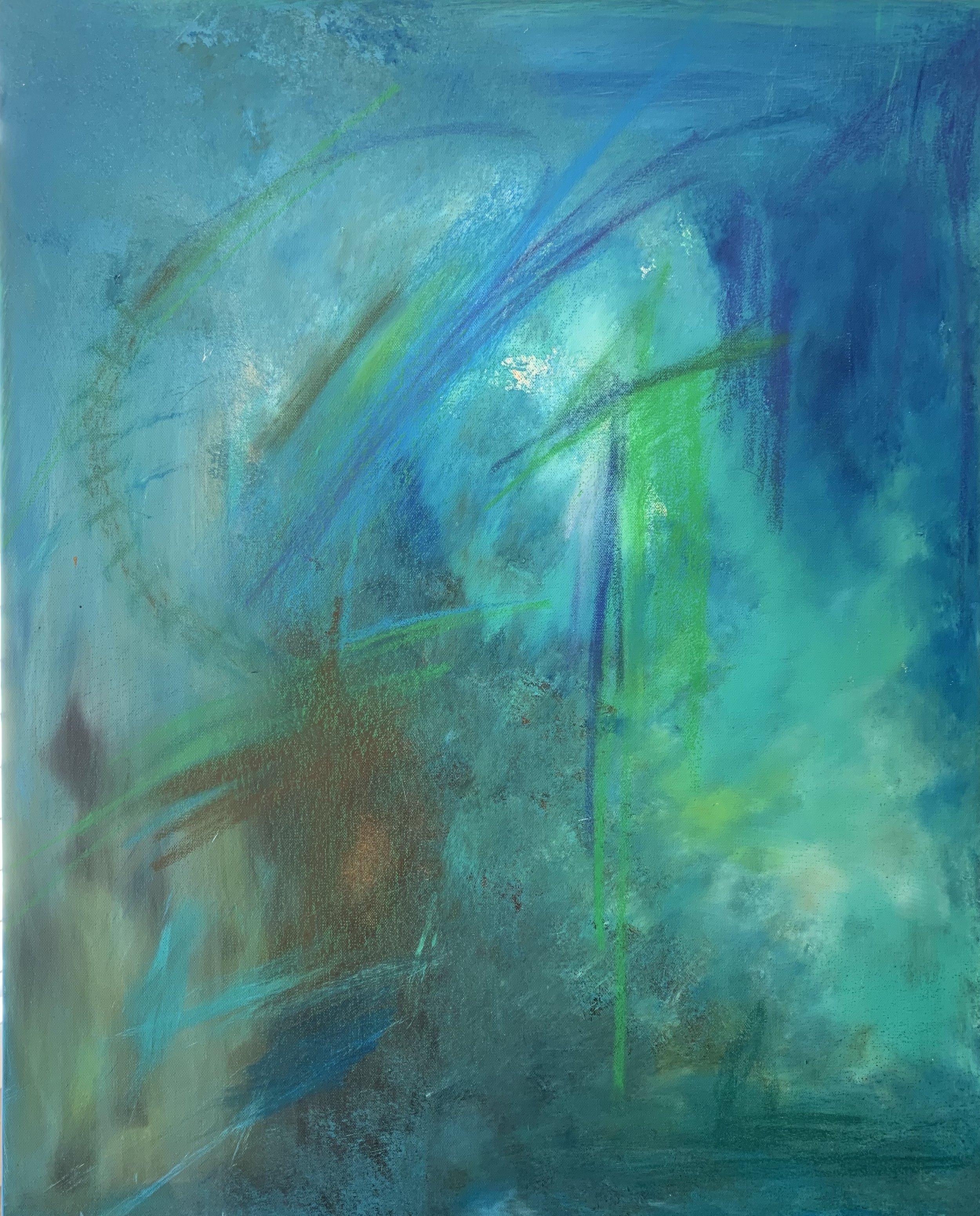 Subsurface / 24" x 30" Acrylic, Oil Pastels on Canvas / Available