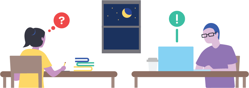 student and volunteer at night.png