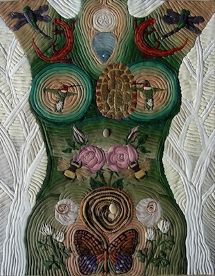 This "coil drawing" piece is titled Please Abide with Me. It is an example of a the technique that will be used on an introductory scale in the Ladies Night Out workshop.