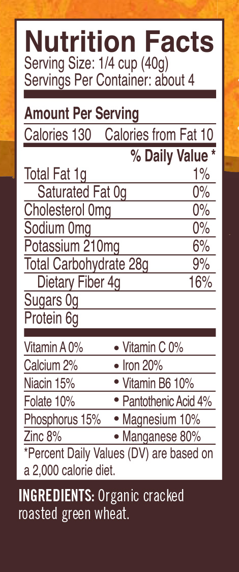 Grains Nutrition Facts Chart