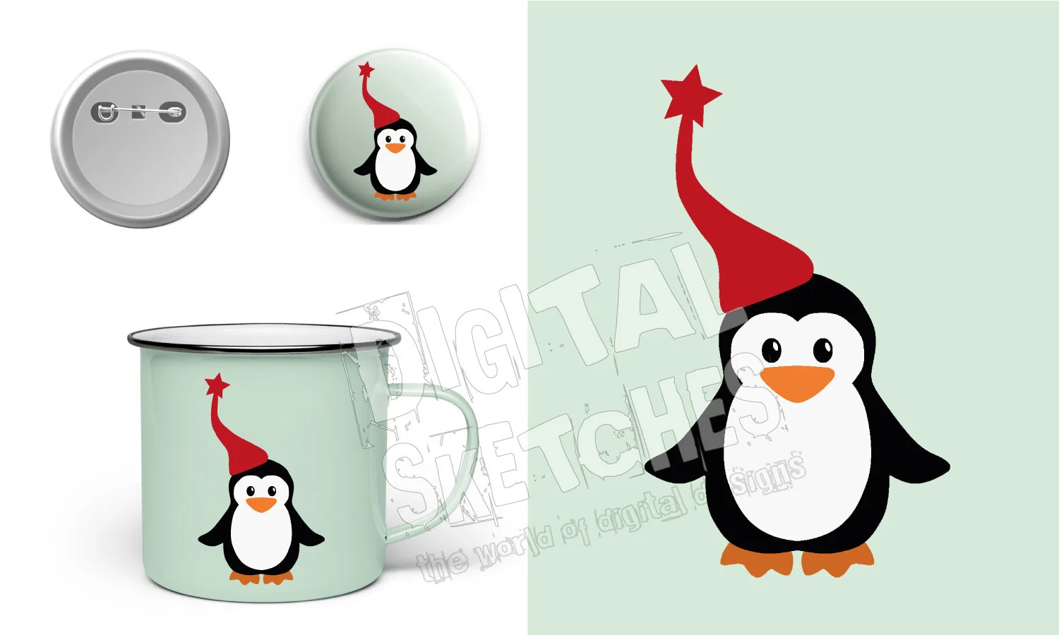 Download Digital Sketches Cute Gnome Penguin Vector And Clipart Craft Files Svg Dxf Eps Png PSD Mockup Templates