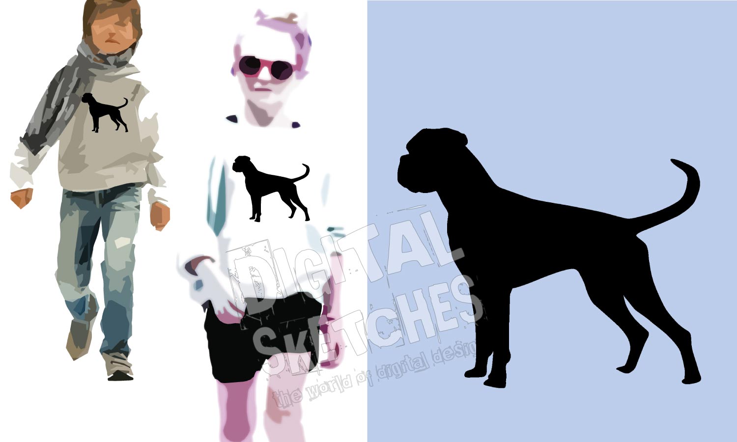 Download Digital Sketches Boxer Dog Silhouette Vector And Clipart Craft Files Svg Dxf Eps Png
