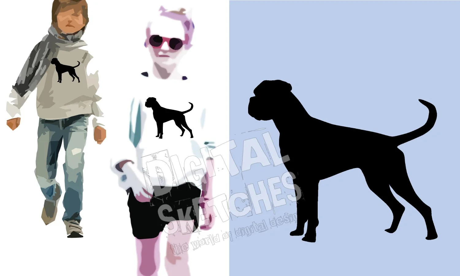Download Digital Sketches Boxer Dog Silhouette Vector And Clipart Craft Files Svg Dxf Eps Png
