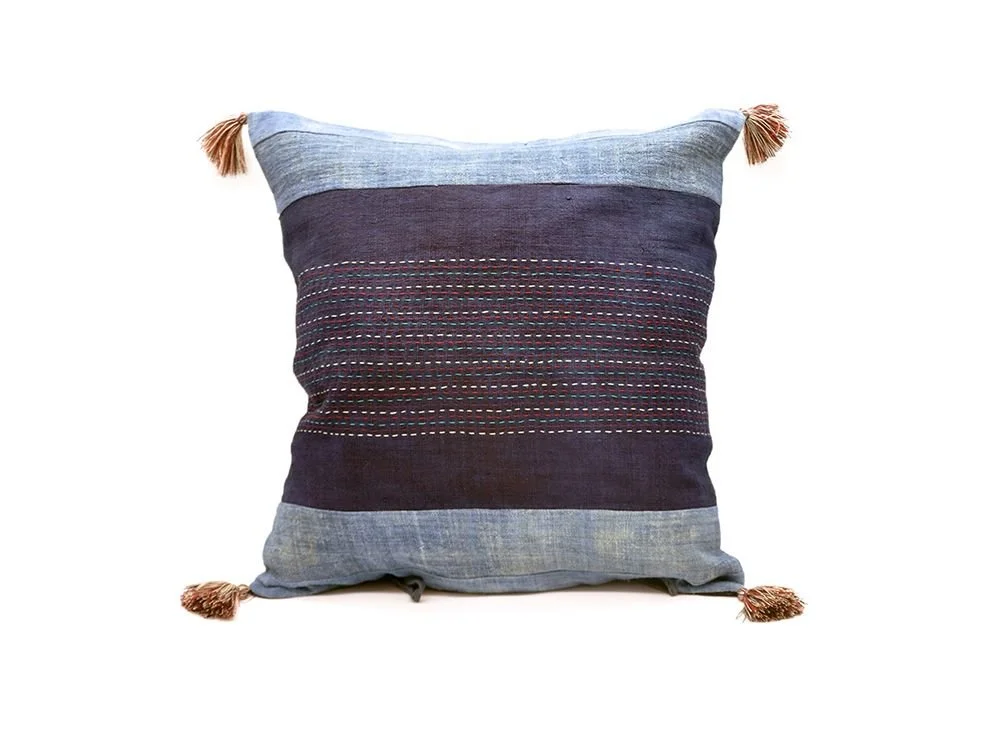 Denim Kantha 50 cushion