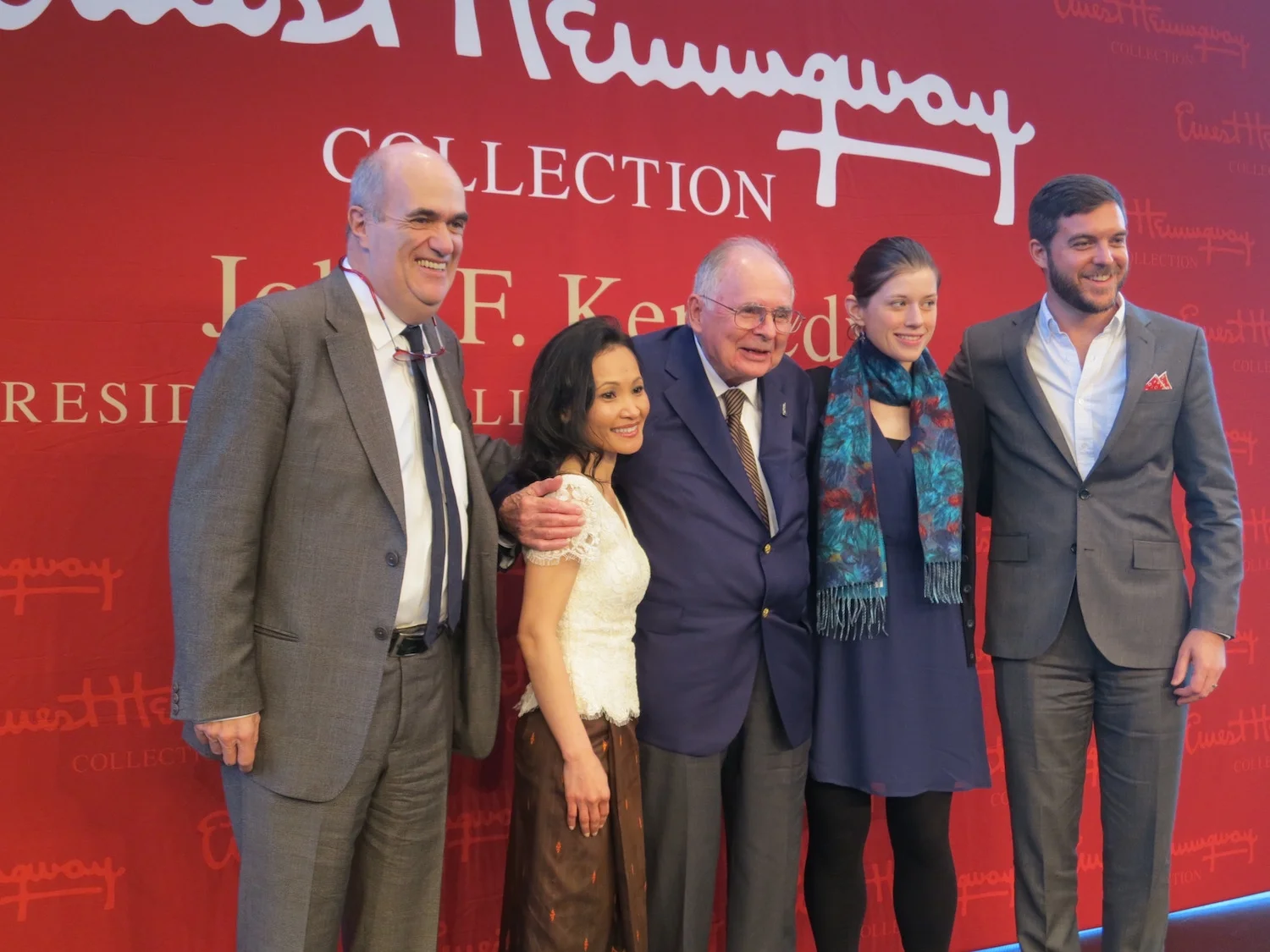 Colm Tóibín, Vaddey Ratner, Patrick Hemingway, Jennifer duBois and Kevin Powers at the 2013 PEN/Hemingway Award Ceremony, John F. Kennedy Library