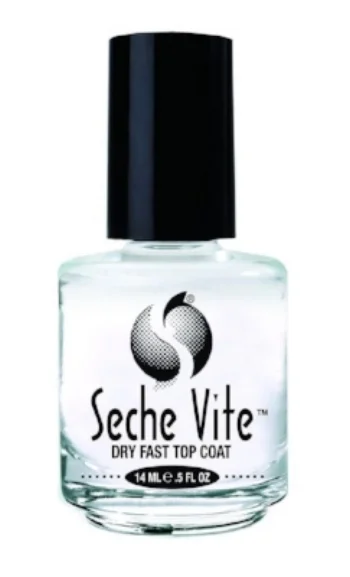 Seche Vite es un secador para uñas que seca súper rápido. Reconocido en todo el mundo como el mejor “top coat” , a los 10 minutos de su aplicación las uñas son suficientemente secas como para ponerse guantes y medias. Penetra a través del esmalte hasta llegar a la base para formar una capa sólida sobre la misma uña. http://www.seche.com