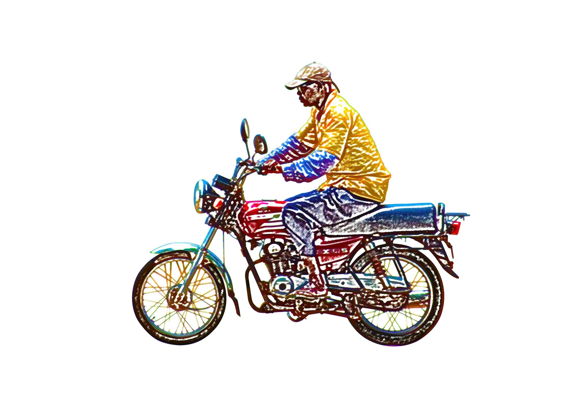  Zemidjan #008 (L’homme pressé)  Acrylic, pencils and pastel on digital inkjet print on fine art paper Dimensions variable 