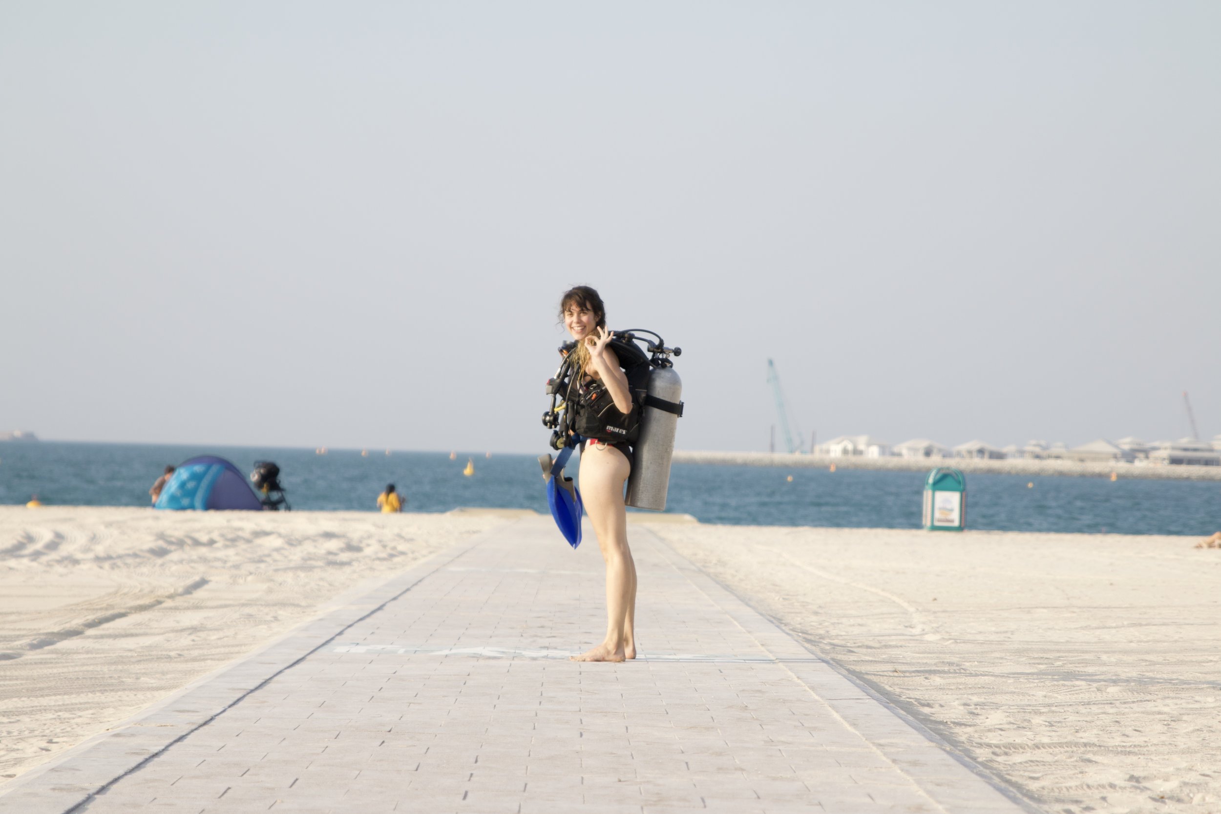 Had a wonderful diving learning experience at Dubai. Hand gesture means "I'm ok" in the diving hand signs.