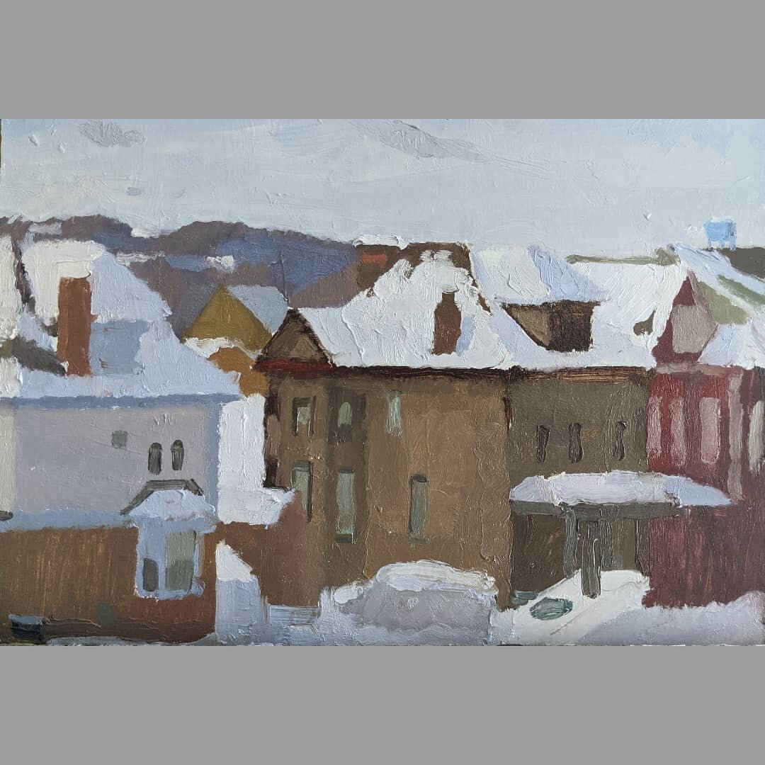 Little oil study of that same view from last winter. About 7&quot; x 9&quot; Oil on Chipboard