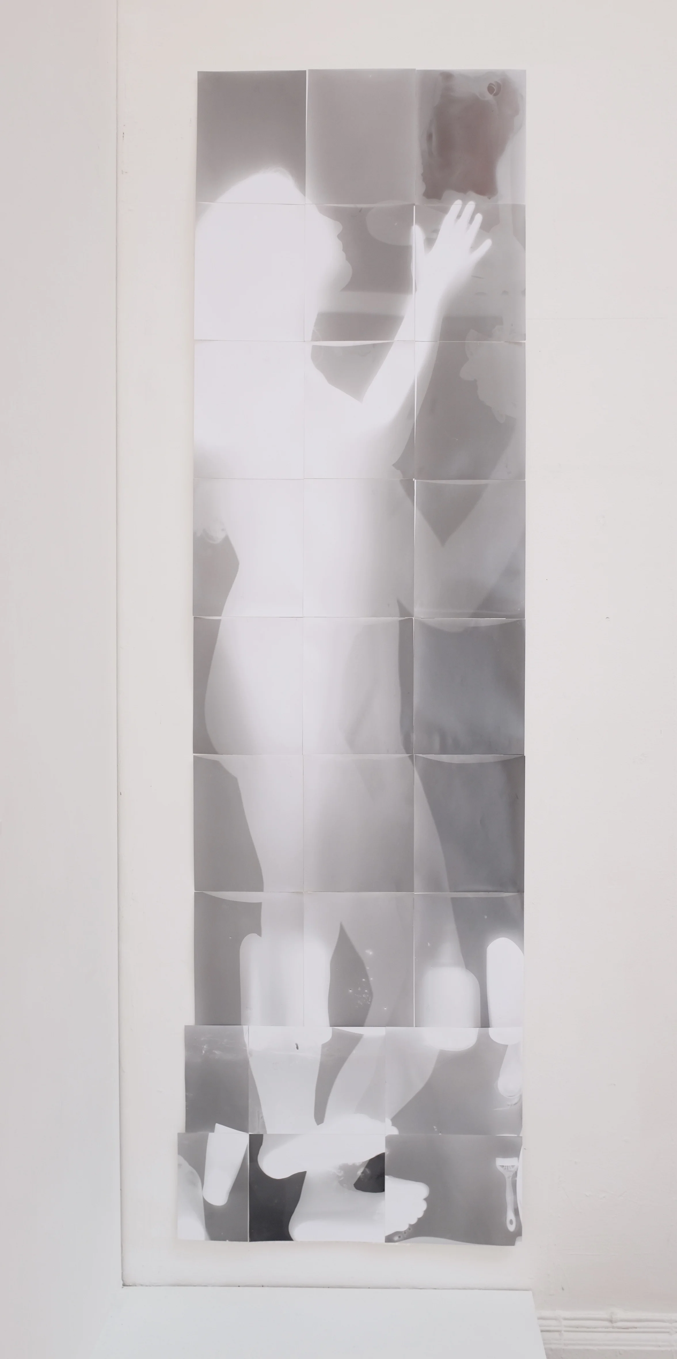 Photogram 7ft approx, resin paper tiled, made entirely in the bathroom darkroom