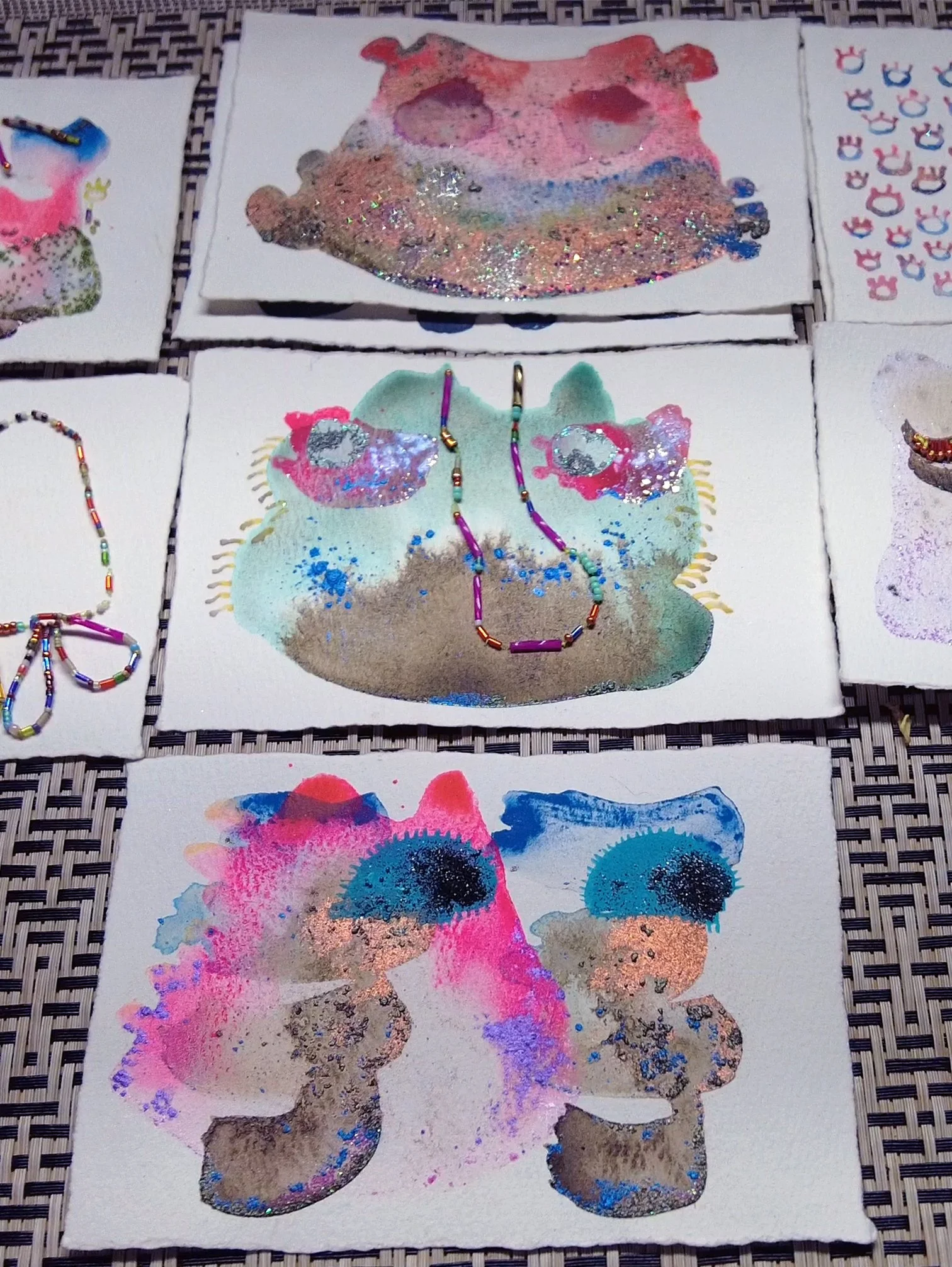 water painting experiments on little papers