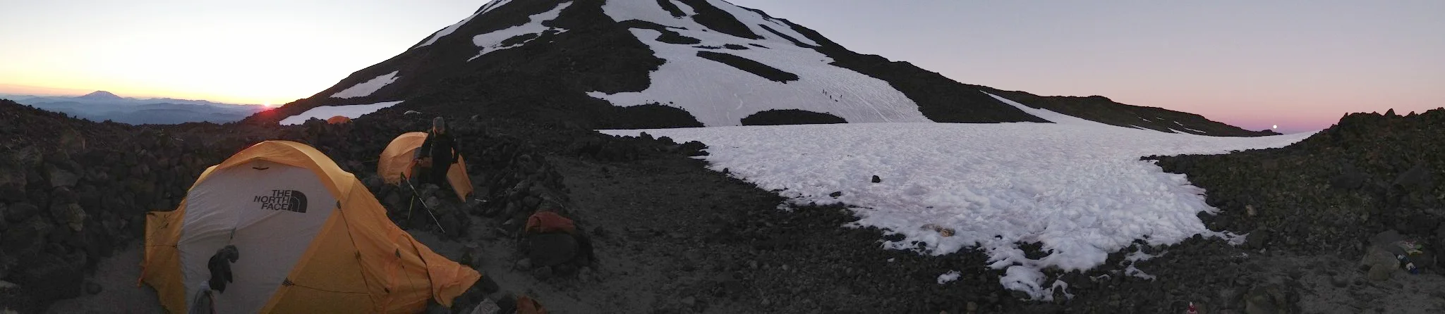 Simultaneous sunset and moonrise at basecamp 2013