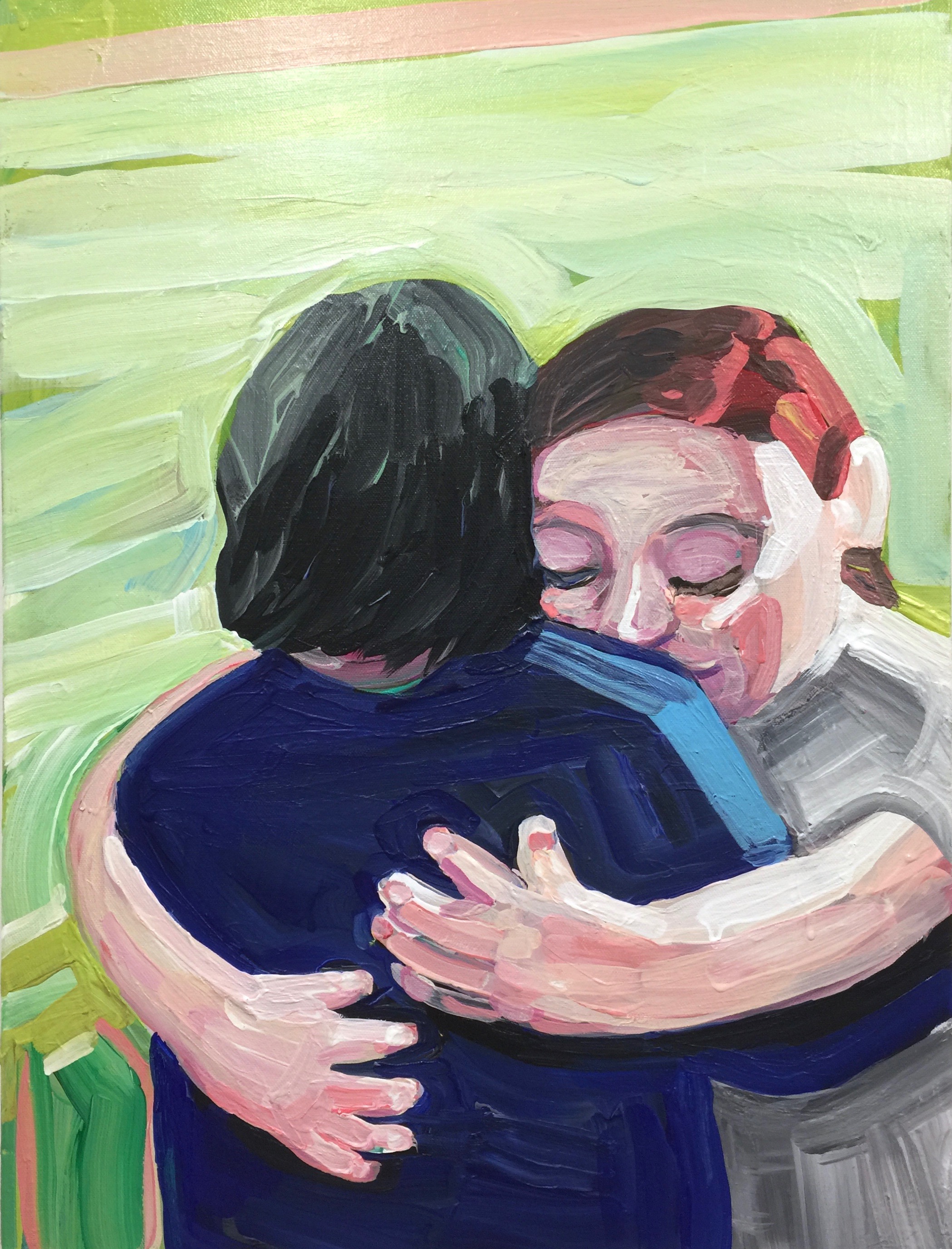 Sister Hug (2017), Acrylic on canvas, 24" x 18"