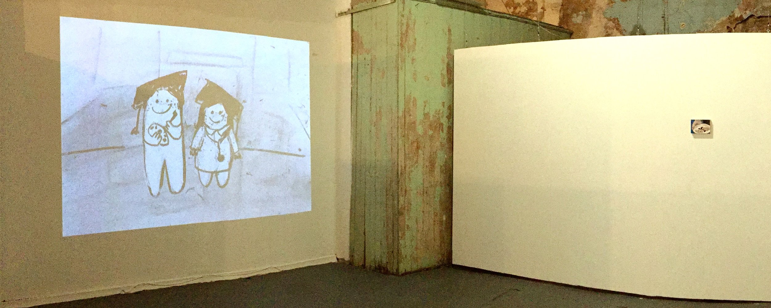 Installation image of Locating Barbara in Three Parts (2016-17), Stop-motion animation, 8min 30 sec