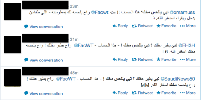 Example of the most popular Arabic spam campaign on Twitter in 2013