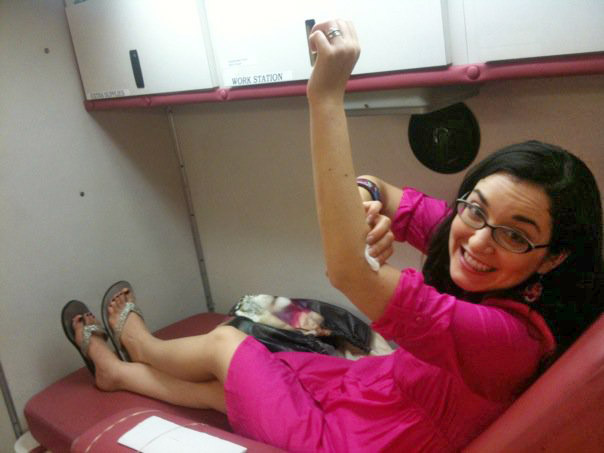 Me at a happier, incident free, blood donation session.
