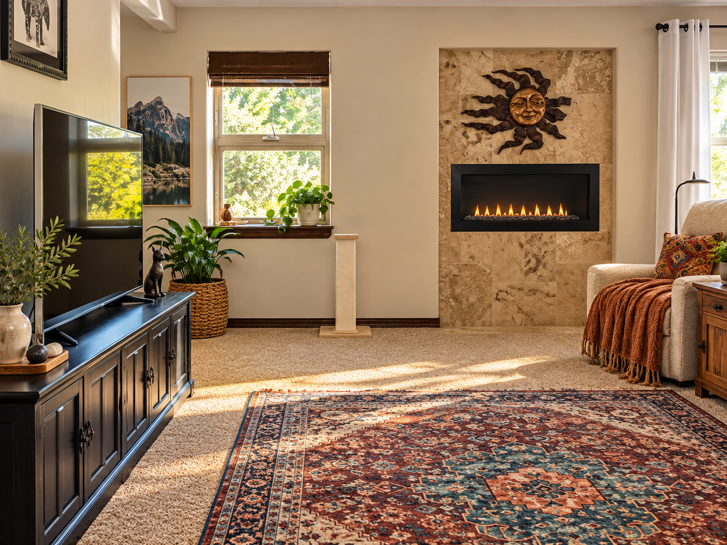 Living room with gas fireplace