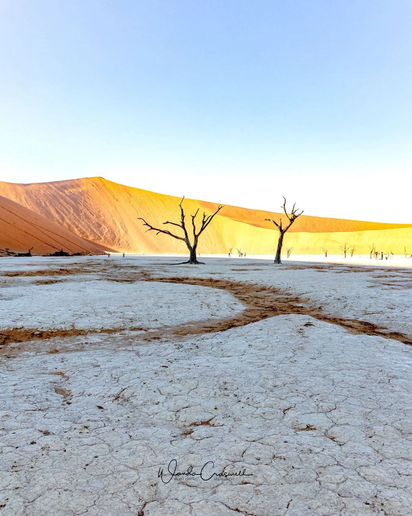 This place&hellip;.the colours change every minute, depending on the strength, height, and intensity of the sun. The salt clay pan is white but at times it looks orange and other times pale brown&hellip;the sand dunes&hellip;light red, intense red, o