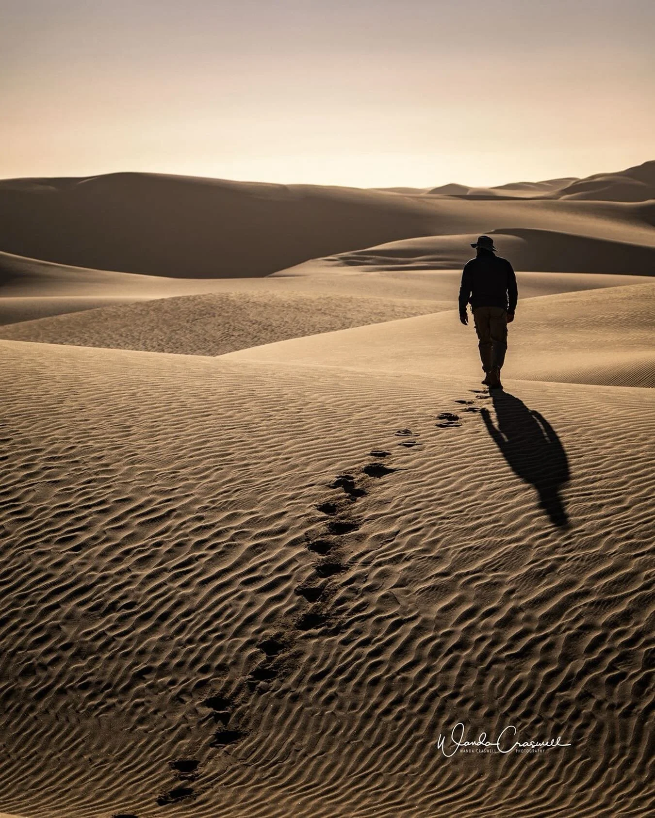 Sand dunes everywhere, shadows and light, sea mist rolling in and out&hellip;&hellip;I like to add a human being sometimes, for perspective. The dunes are just mesmerising: the sand texture, the ripples, the smoothness, it&rsquo;s all going on. And w