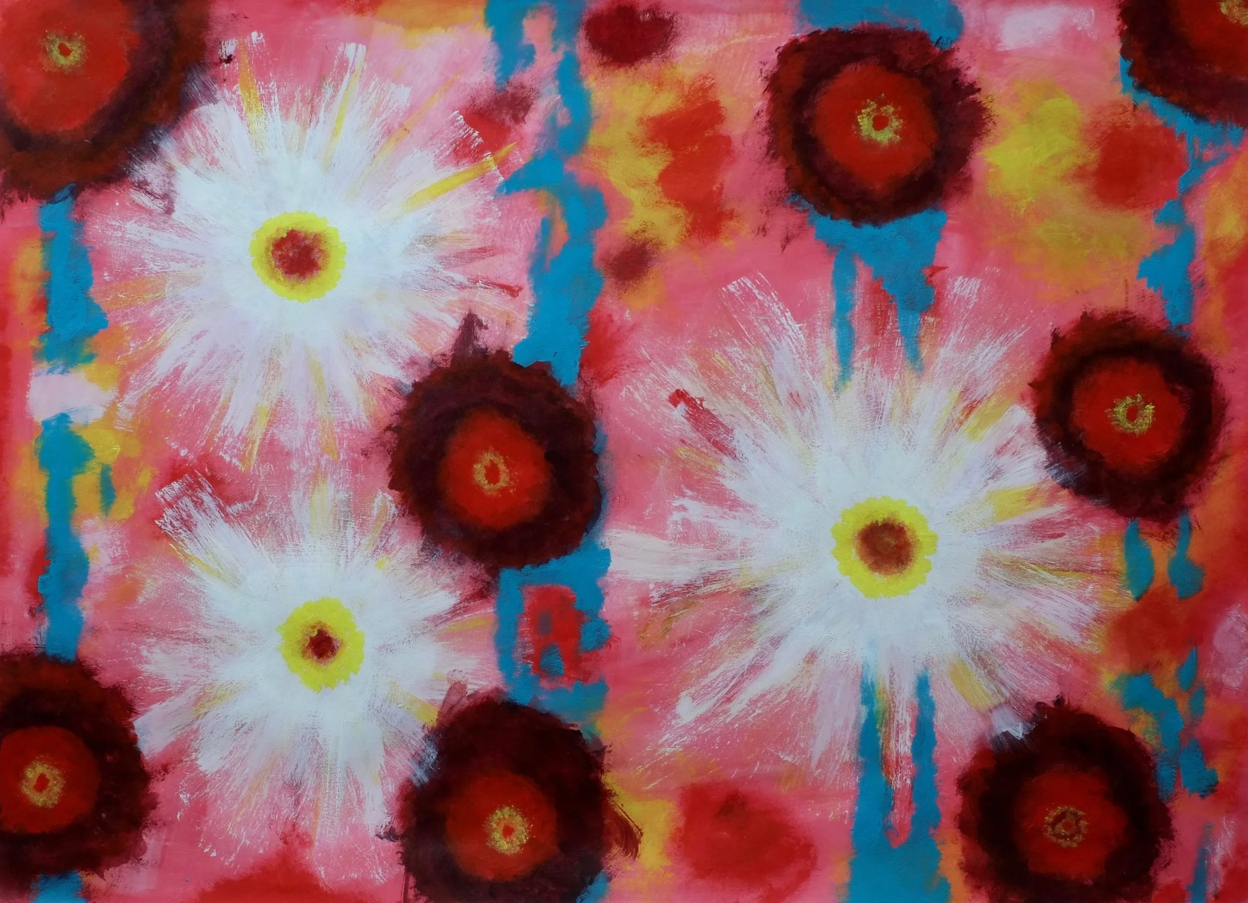 Bursts Acrylic on Arches Watercolor Paper, 23X30in