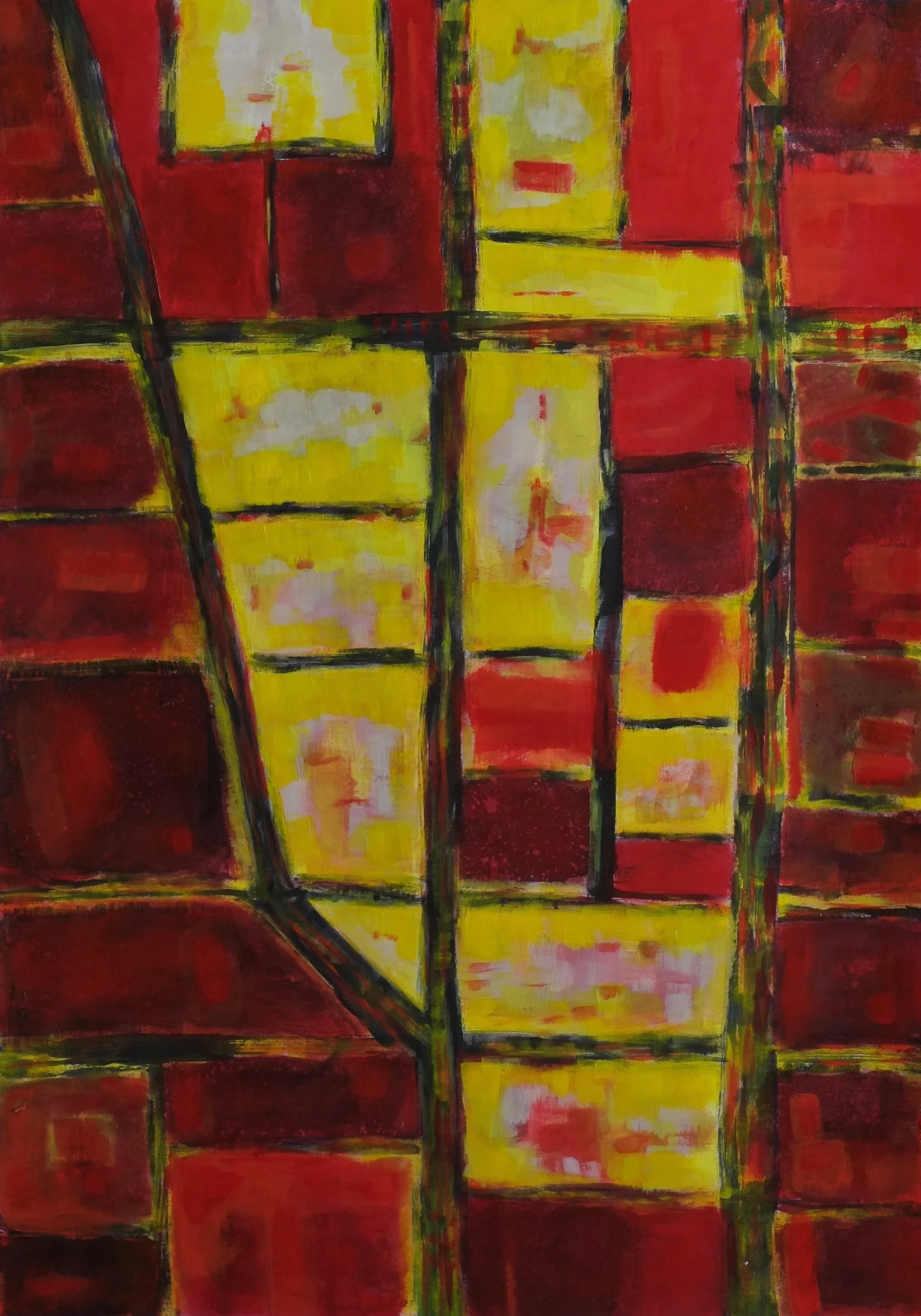 Armory Park No.3 My neighborhood from above if viewed through imagination glasses, Acrylic on Watercolor Paper, 30X23in
