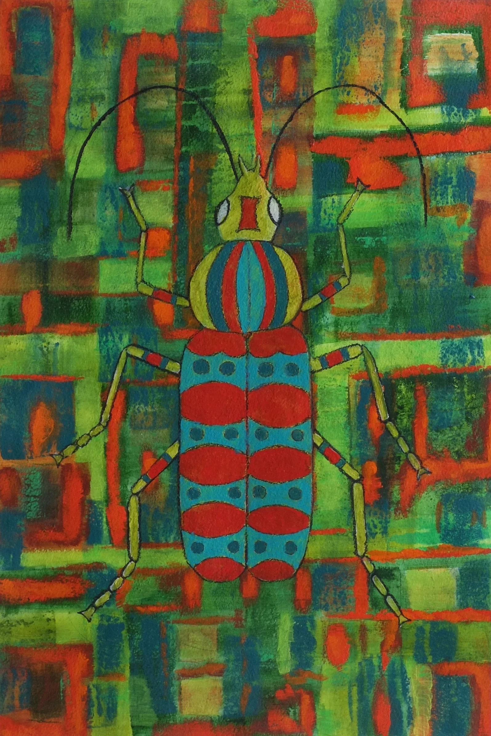 Camouflage Acrylic on Arches Rough Watercolor Paper, 