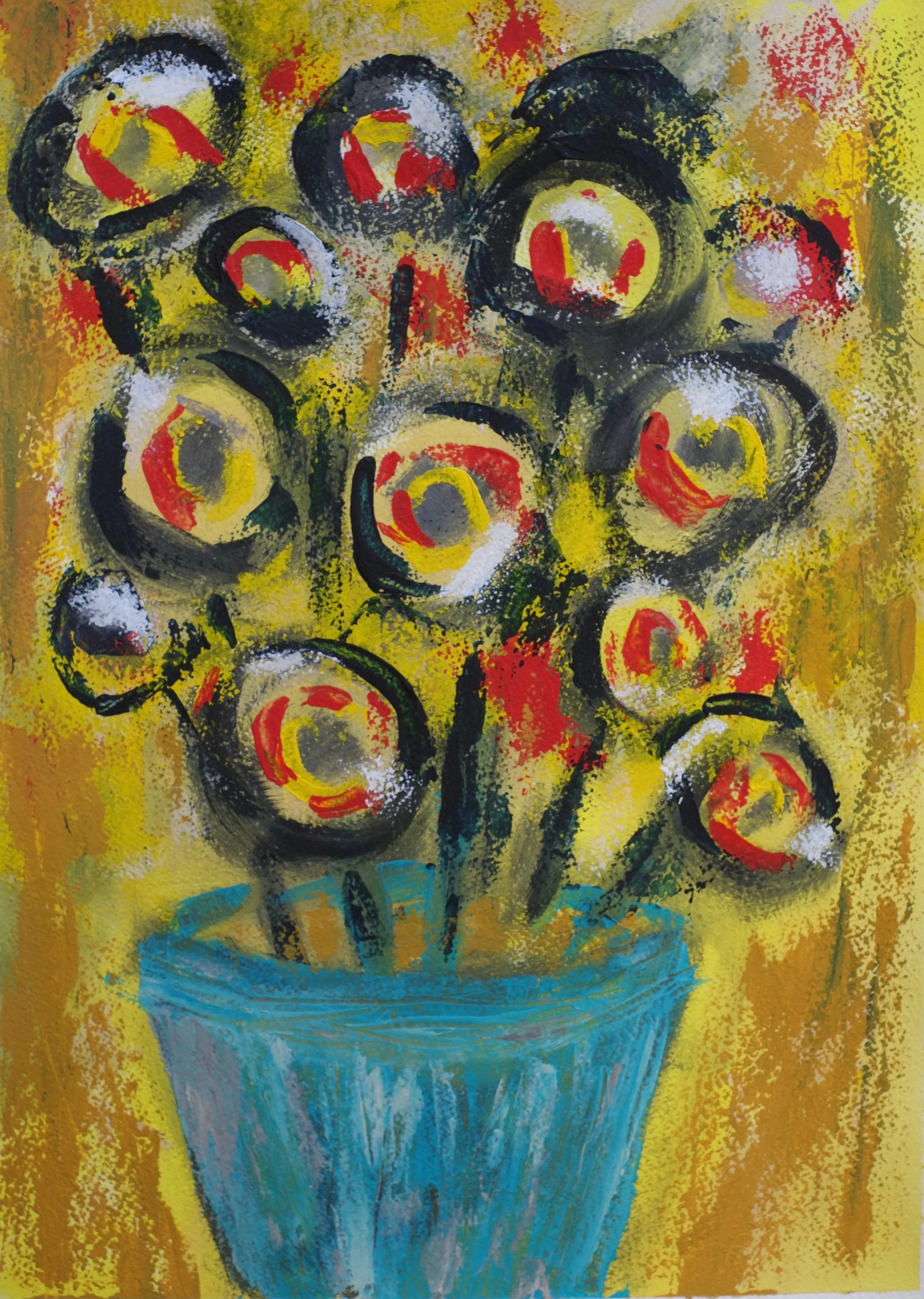Fleur Acrylic on Rough Watercolor Paper, 24X18in