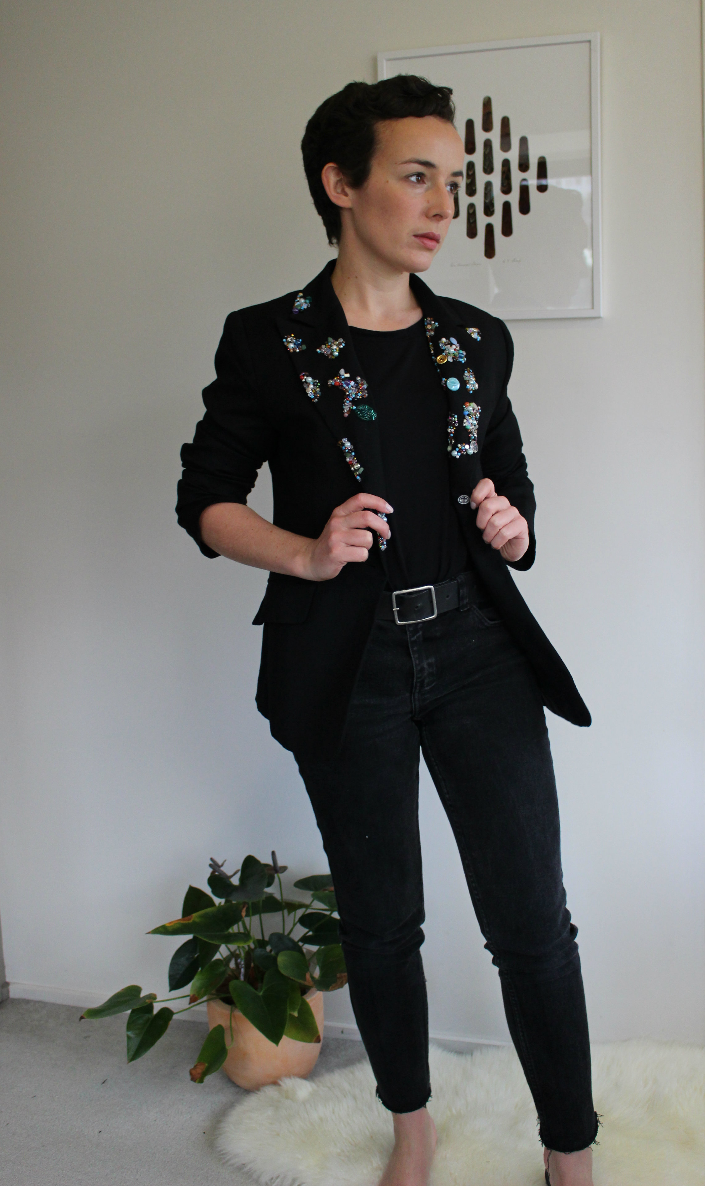 Blazer: MNG from a fave TradeMe seller, Jeans: customised Just Jeans from SaveMart. Out of shot: Costume National mules kindly handed down to me