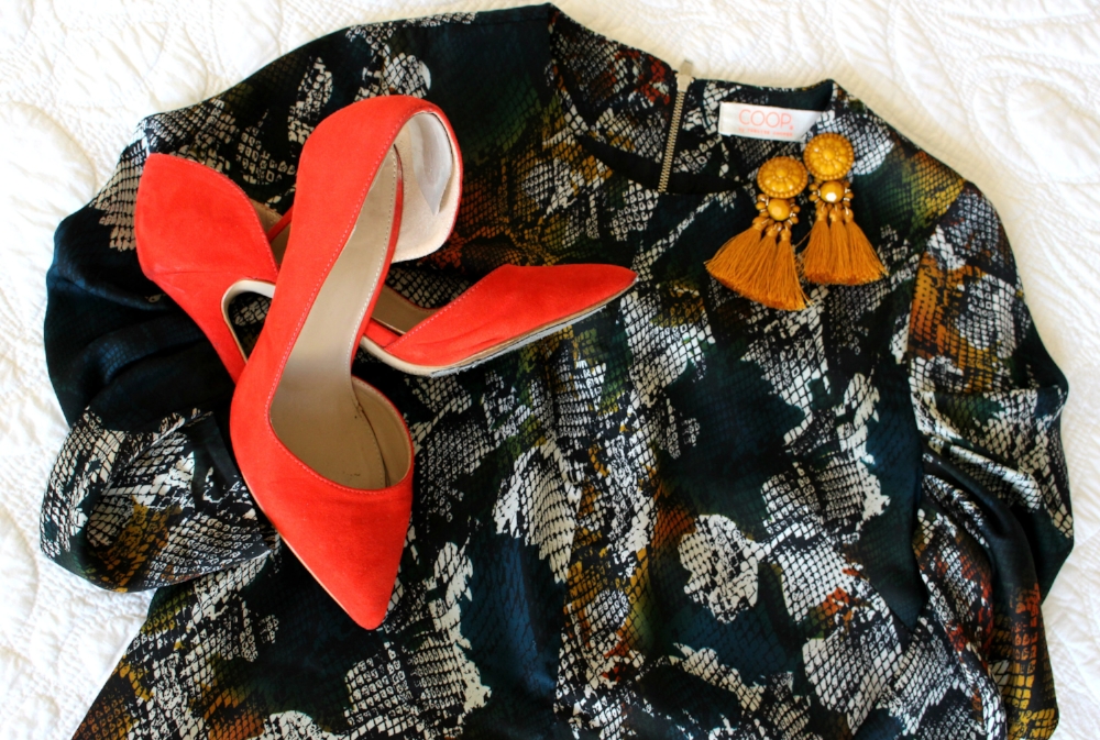 Dress from Coop, earrings from Lovisa, shoes from Carvela