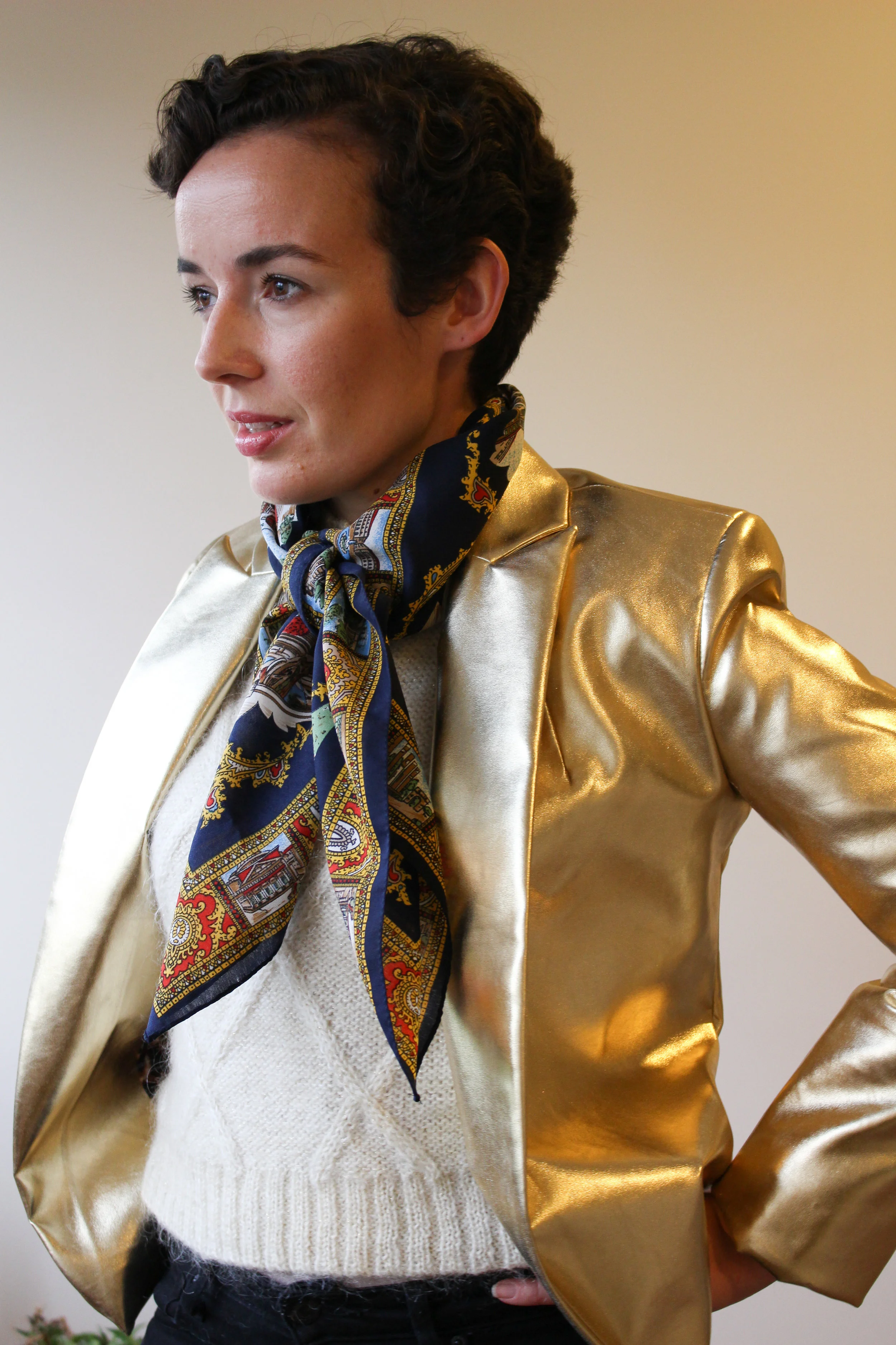 Jacket: from World last year. Jumper (throughout): from Savemart. Scarf: pre-loved. 
