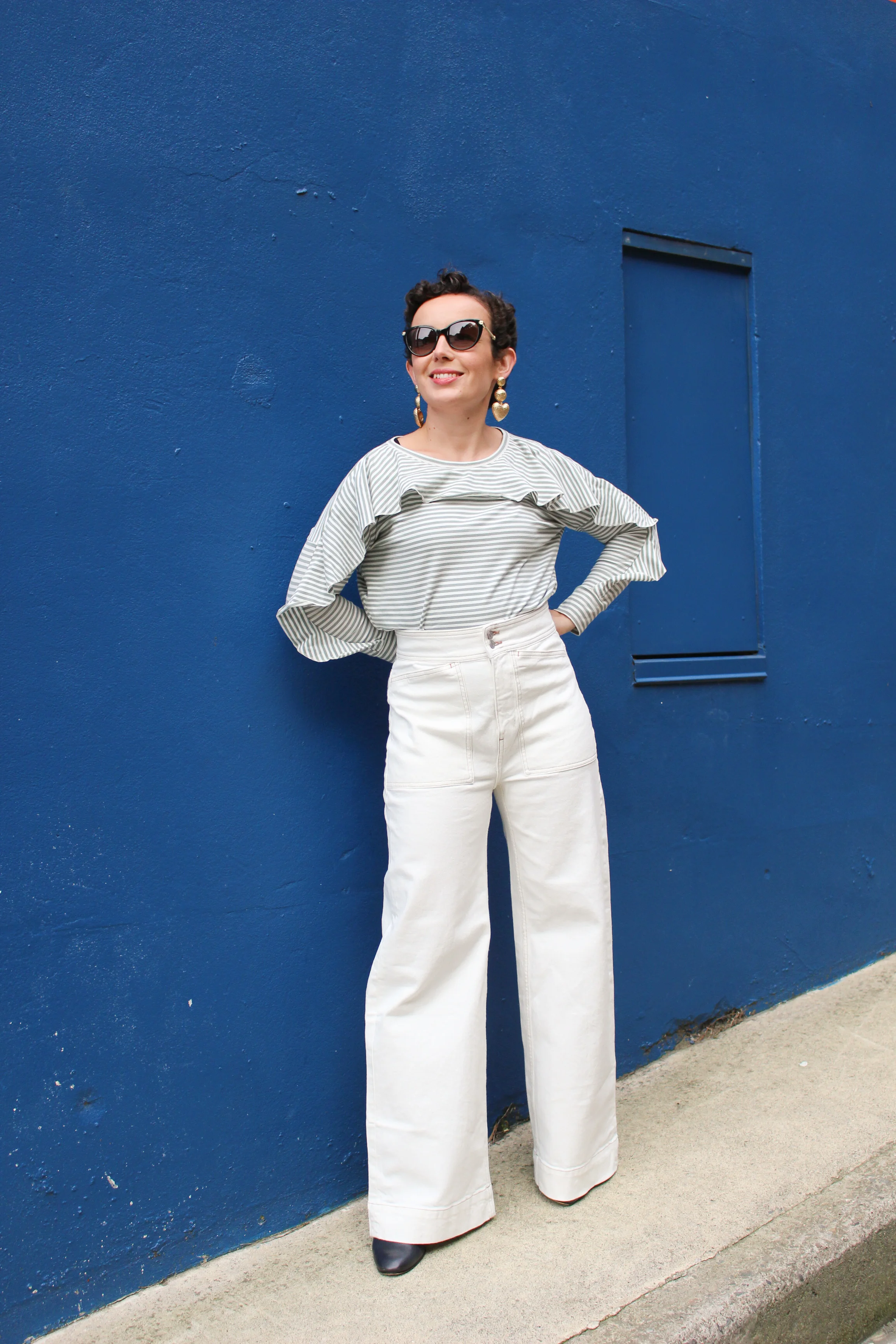 I wore it here with wide legged denim from Weekday and a pair of dolce vita-esque earrings from Ruby, but obviously it’s perfect for jazzing up an ordinary day of errands. I also really like this as a casual Friday option for work - comfy, but still a bit of flair for the office.