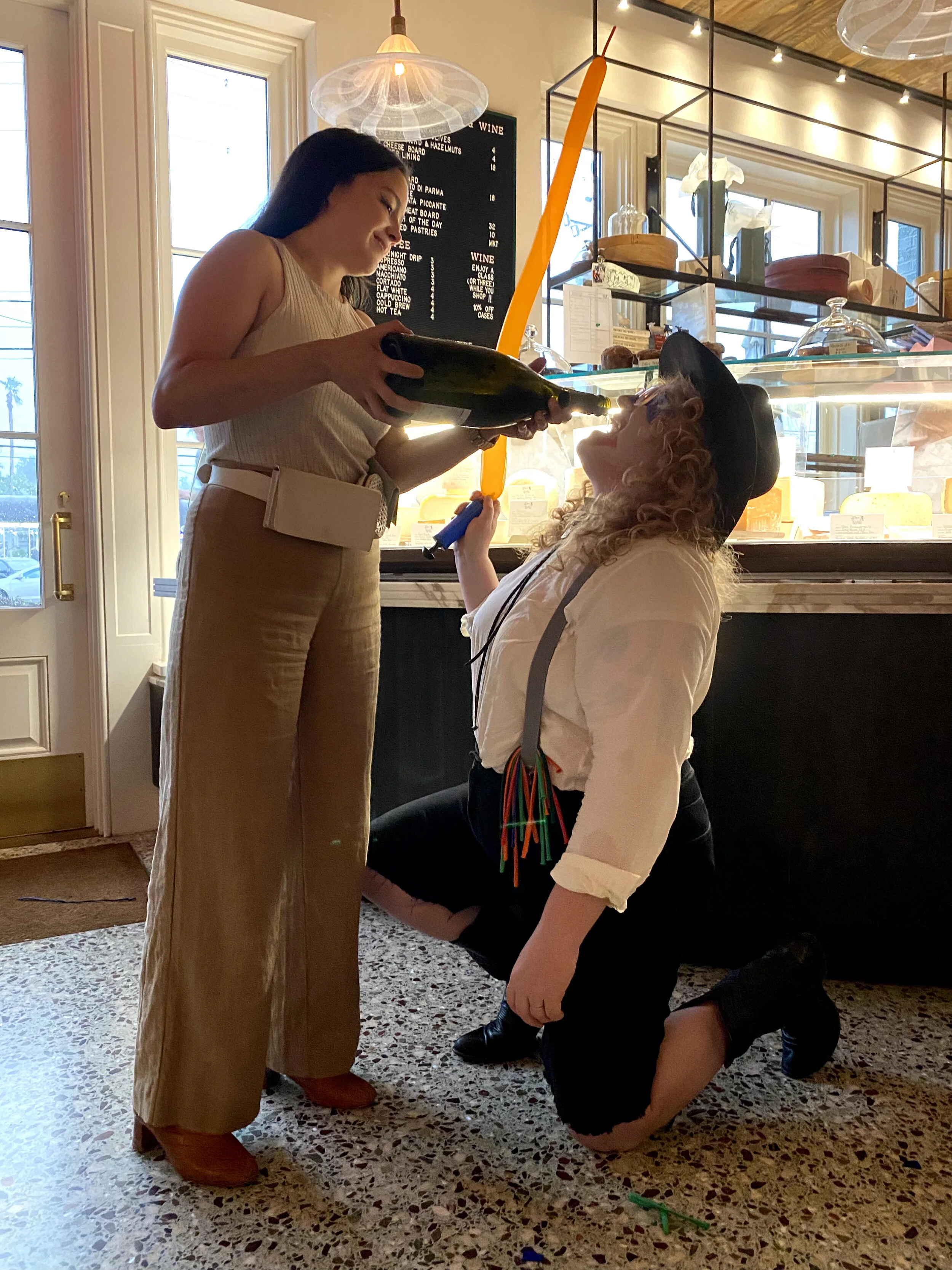 Pam and Evan. Evan learned how to make balloon animals specifically for this party.