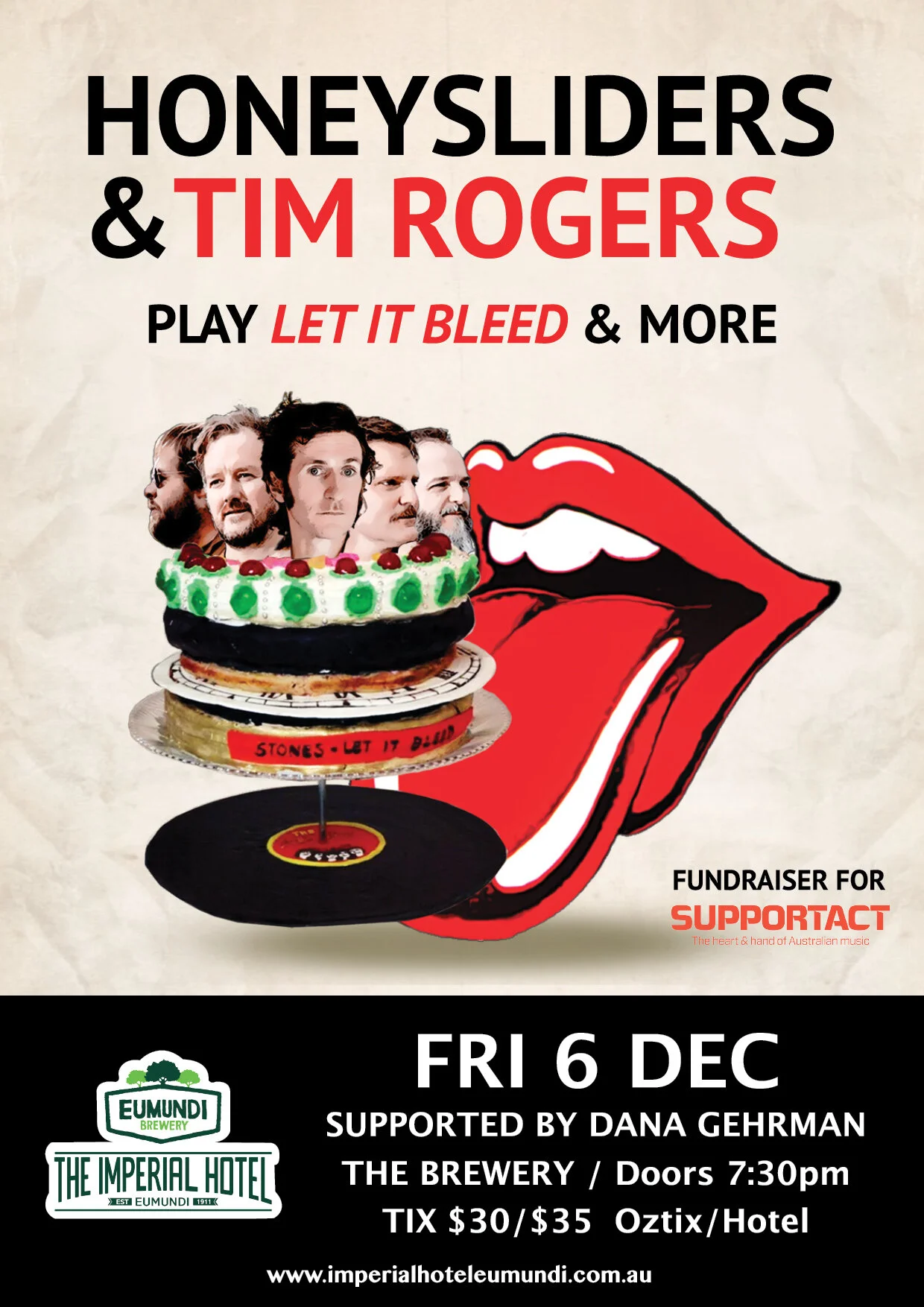 The Honeysliders + Tim Rogers play 'Let It Bleed' to raise funds for Support Act - appearing at Imperial Hotel, Eumundi Dec 6