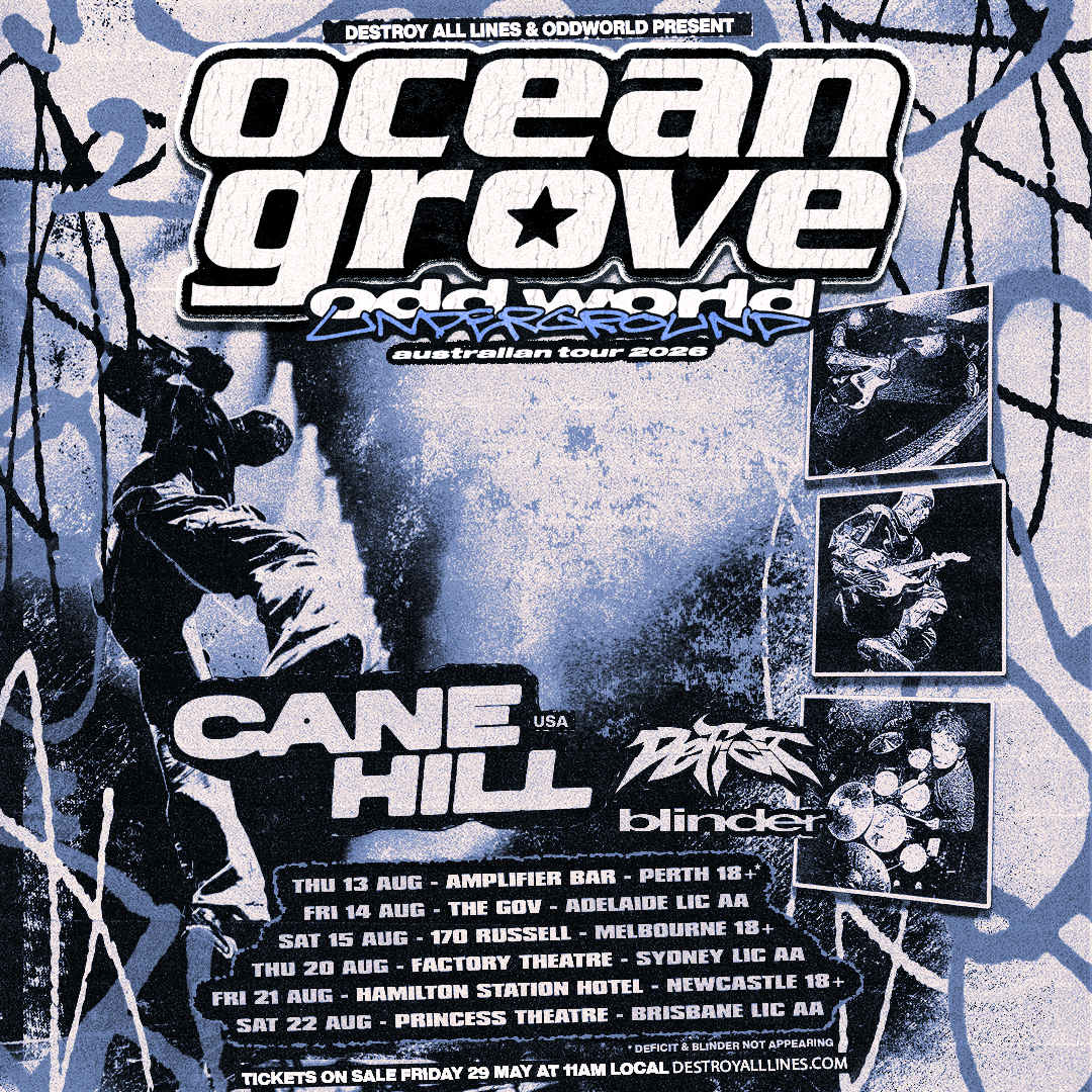 Ocean Grove announce ODDWORLD UNDERGROUND Australian Tour 2026 w/ special guests Cane Hill (USA), Deficit, and Blinder