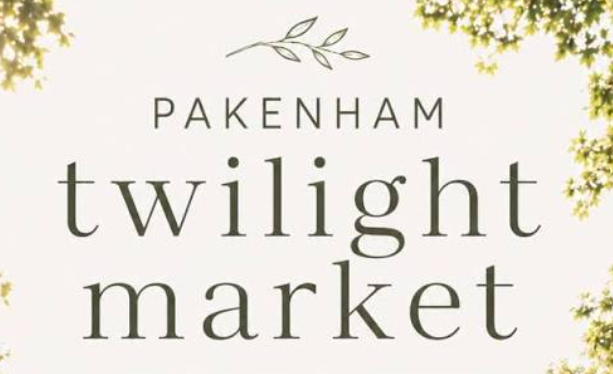 Pakenham Twilight Market sign with leafy branch design