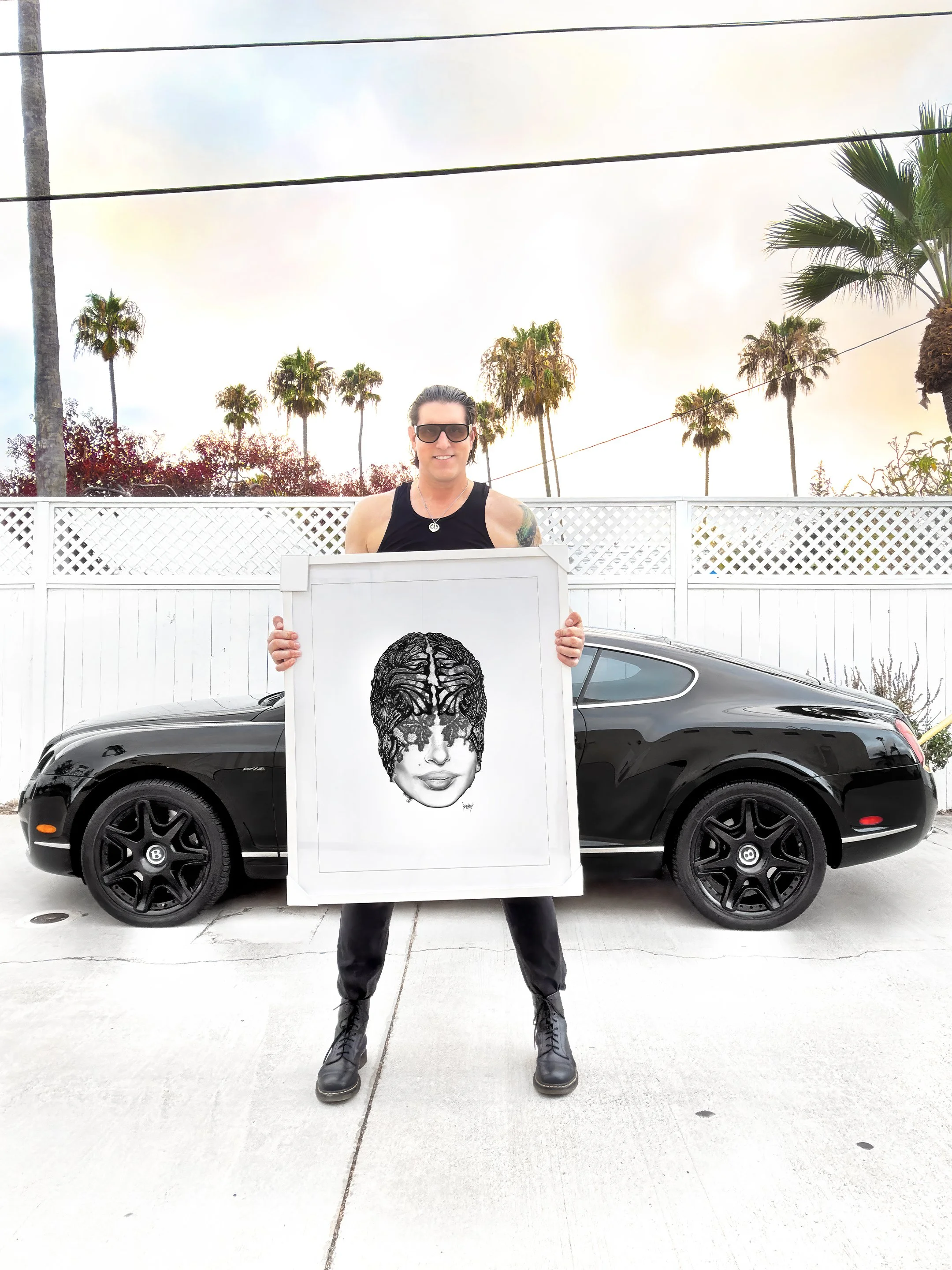bryan-barnes-artist-blackout-emily-ratajkowski-fashion-alexander-mcqueen-black-lace-mask-big-fat-juicy-lips-realistic-fine-art-pencil-drawing-portrait-car-bentley-continental-gt-encinitas-california