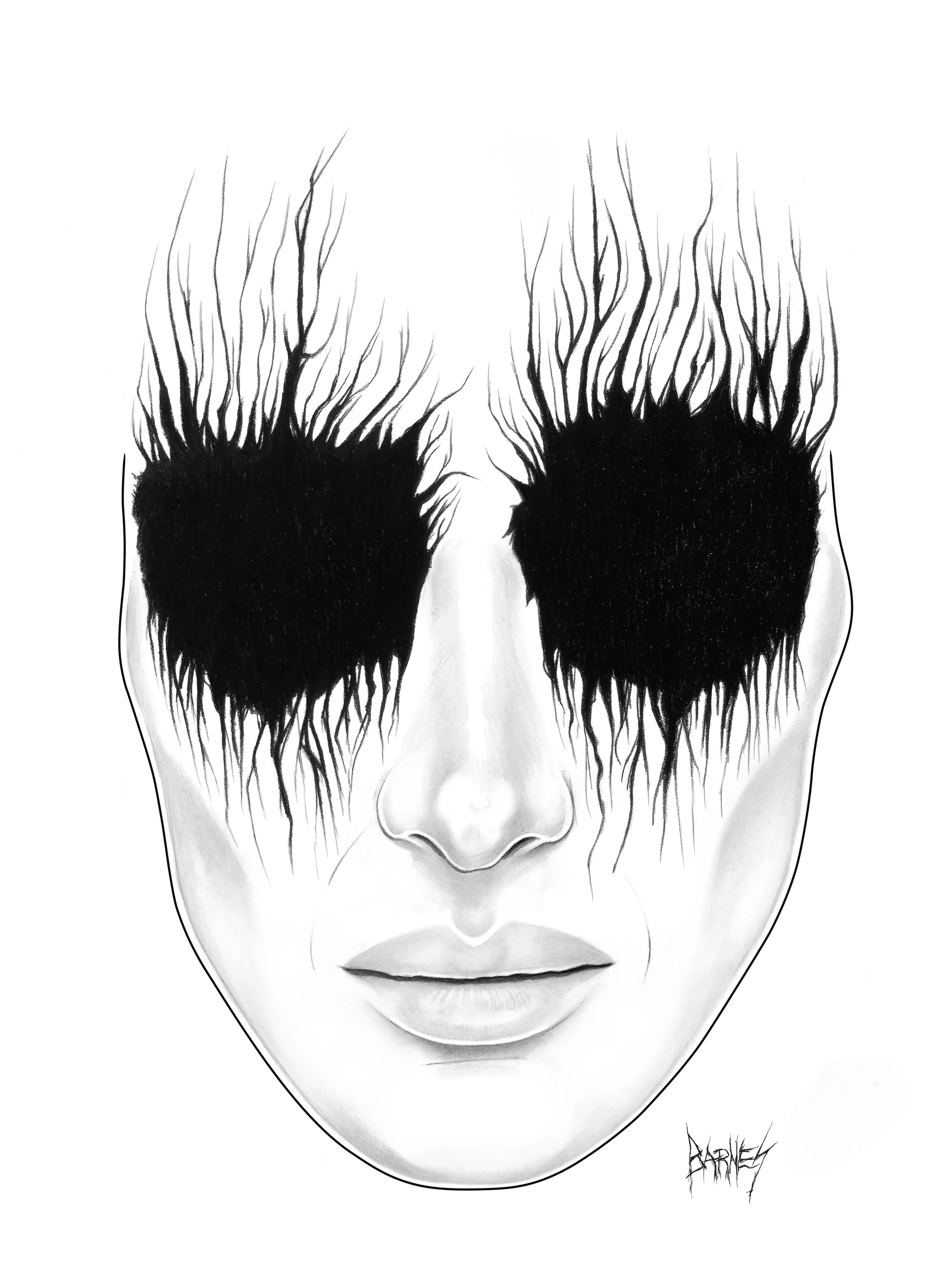 bryan-barnes-art-director-designer-fine-artist-bella-hadid-norwegian-black-metal-corpse-paint-makeup-fine-art-pencil-drawing-portrait