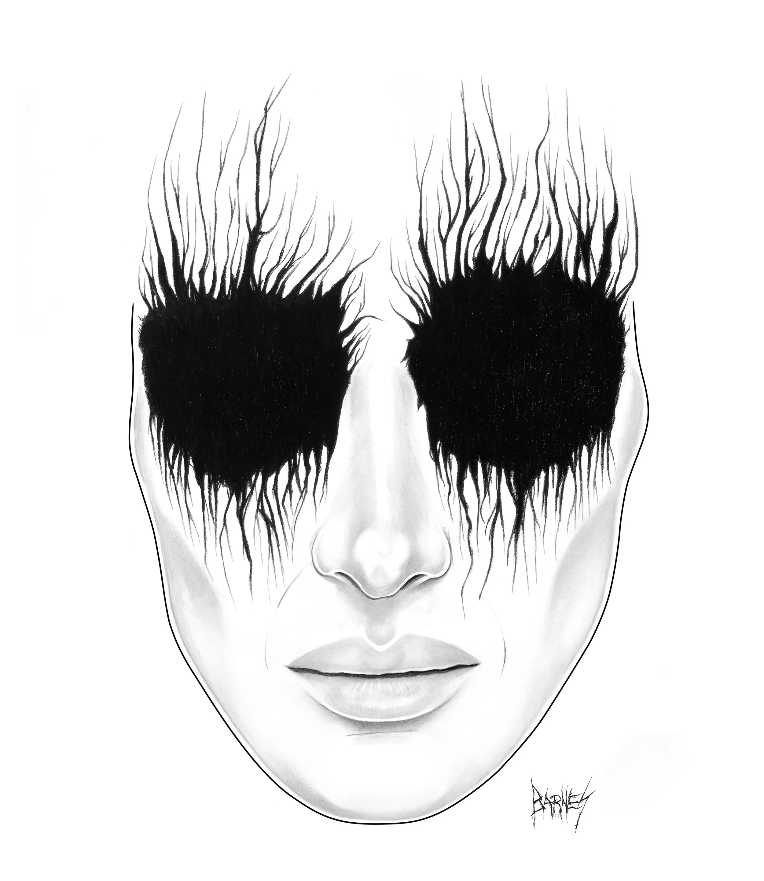 bryan-barnes-art-director-designer-fine-artist-bella-hadid-norwegian-black-metal-corpse-paint-makeup-fine-art-pencil-drawing-portrait