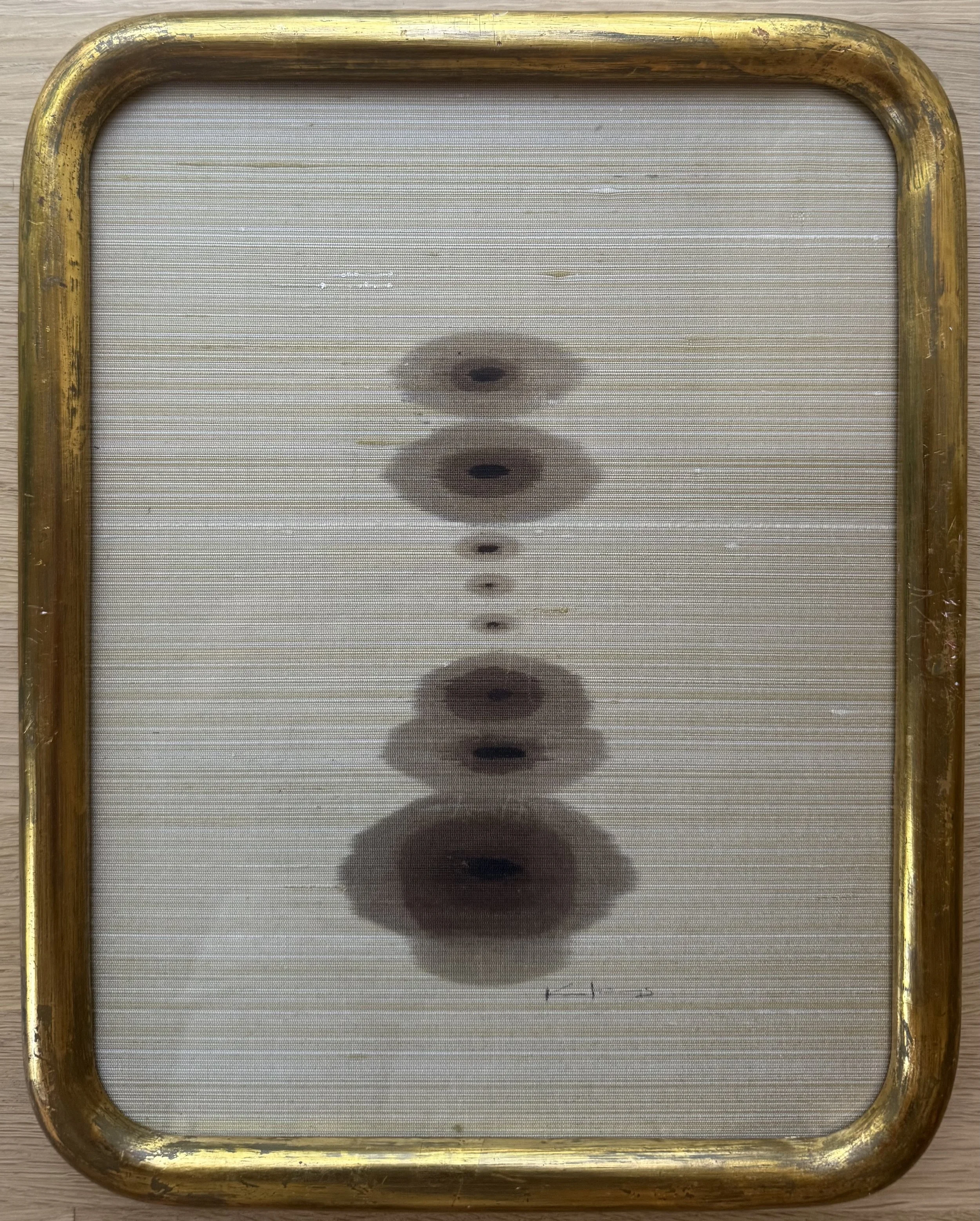 silk staircase | 13 x 10 inches | silk dyed wax in antique frame | $1,100