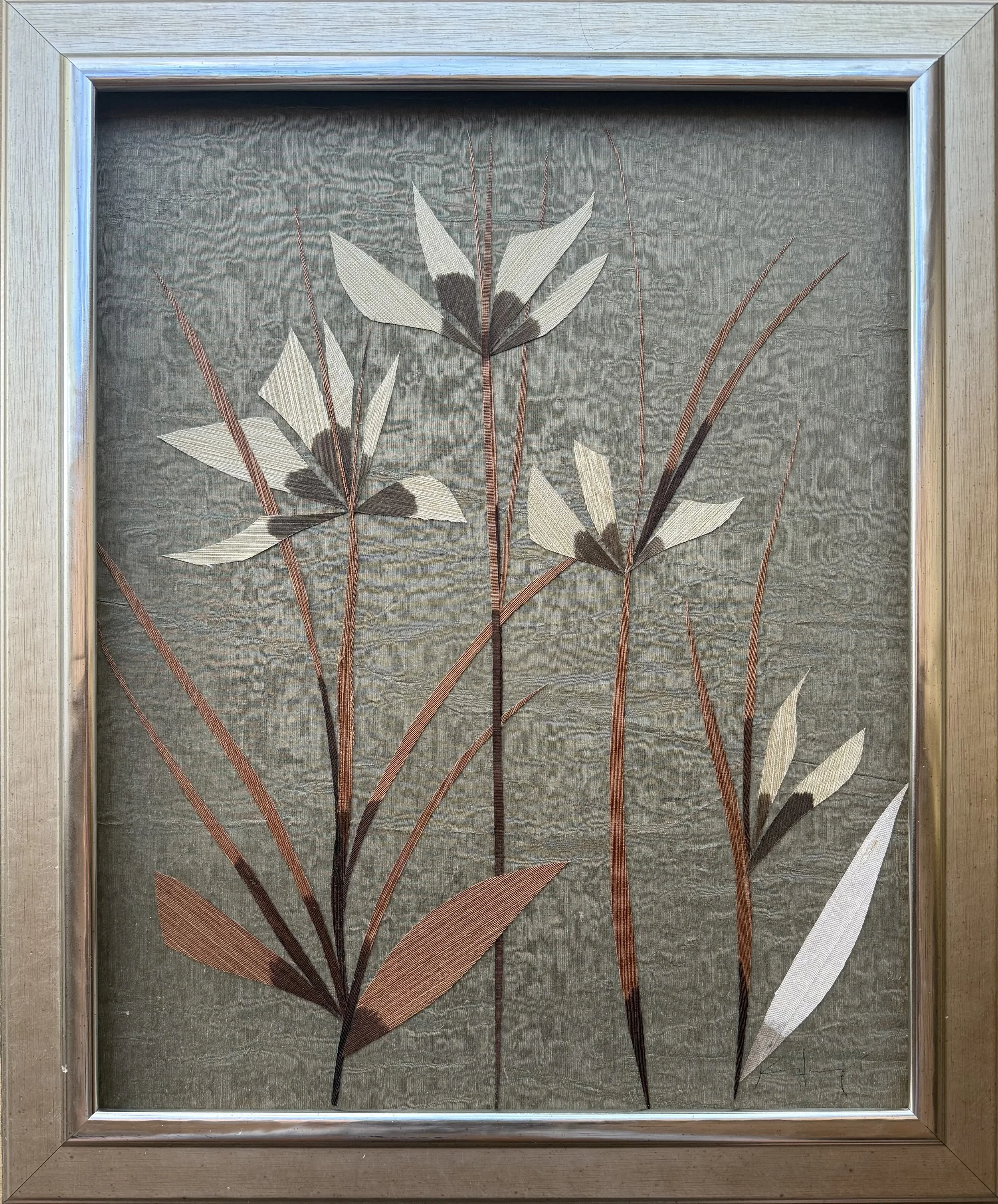 silk forest III | 23.5 x 19.5 inches | wax dyed silk custom framed | $1,600