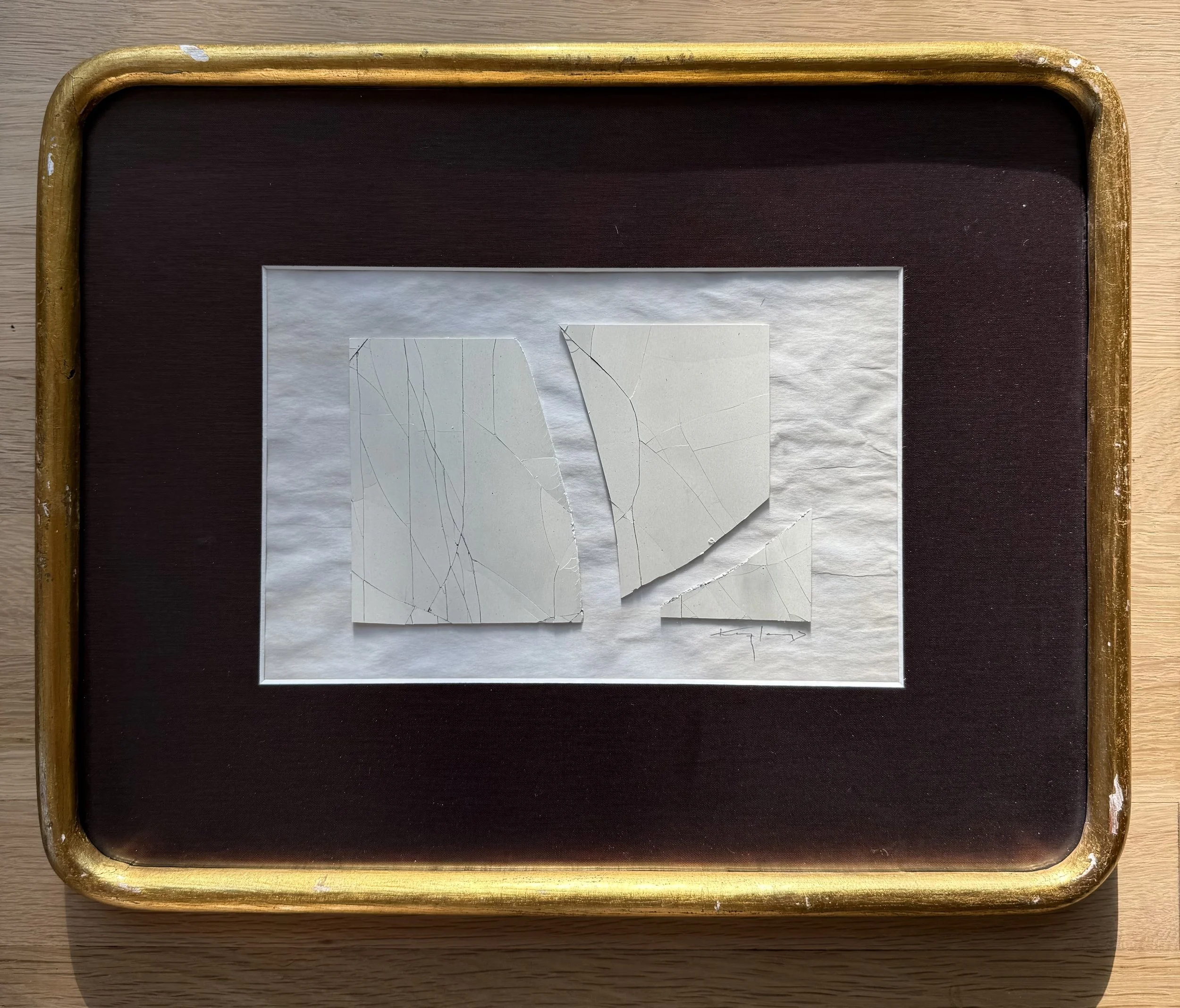 Box Canyon II | 13 x 16 ¼ inches | gesso and tea stained paper on silk, rare antique rounded frame | $800