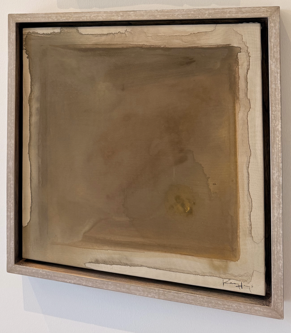 Moire en Pietro II | 20 x 20 inches | acrylic on layers of super fine chiffon, hand-painted frame by Fred Reed | 2026