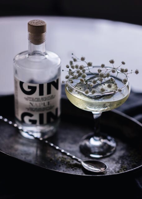 Meadowsweet; Napue finnish gin stirred with meadowsweet petal tincture, blanc vermouth and meadowsweet infused Lillet Blanc. 
