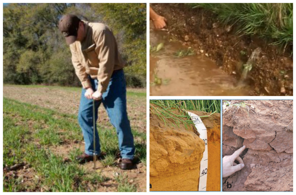 Probing, water runoff due to compaction and compaction in different soil types