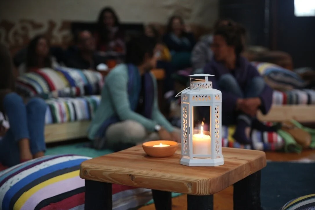 Weekly community meeting at A Quinta where we share and listen to each others